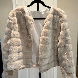 Women's Cream Faux Fur Jacket